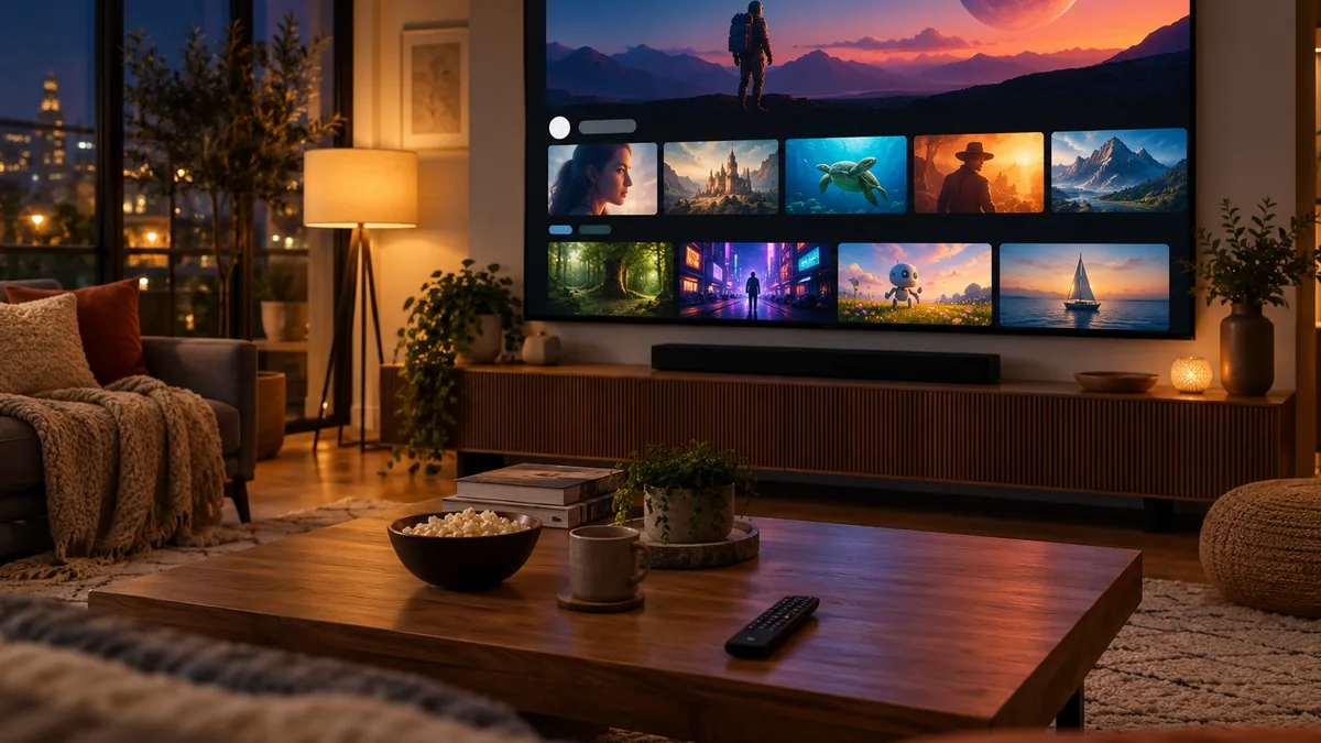 넷플릭스 화질 설정 tv 확인하는 거실 장면